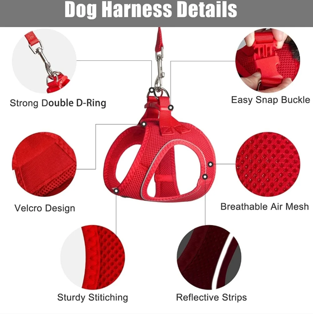Petifine Step in Red Soft Dog Harness Size Small